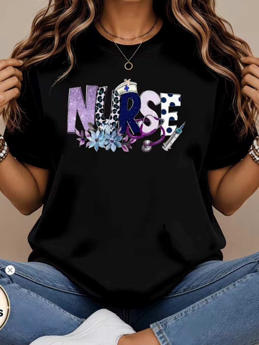 Women’s Nurse Uniform T-Shirt – “Nurse” Leopard & Splatter Print